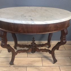 Solid Wood Marble Entry Table 