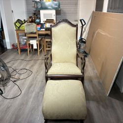 Antique Rocking Chair With Footstool 