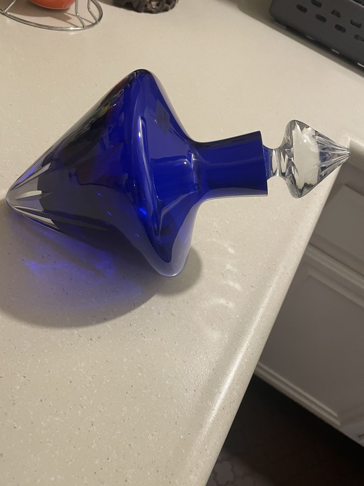Noble Excellence Lead Crystal Cobalt Blue Lay Down Decanter Made In Poland