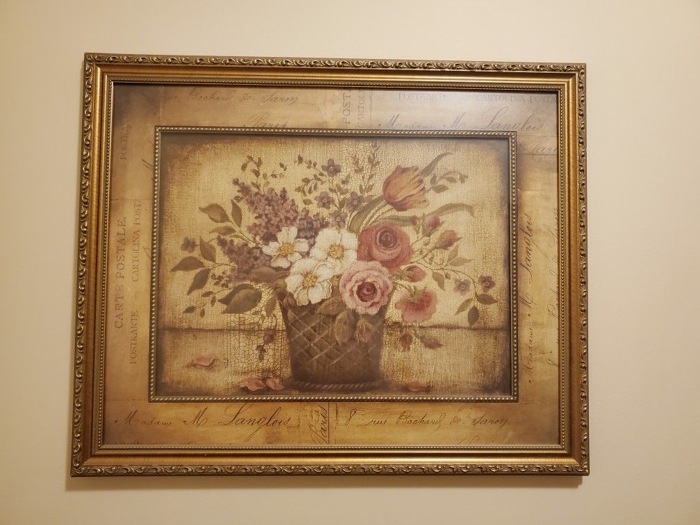 Paris I art picture by Kimberly Poloson 22"x18" (flower in vase)