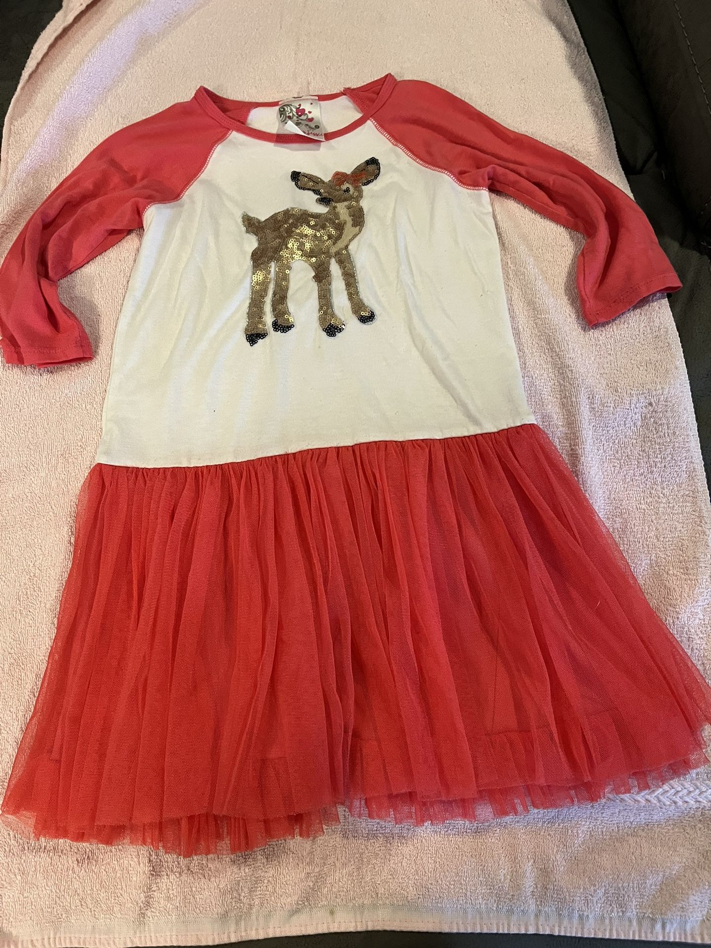Little girl size 6X flippy sequin reindeer dress for Christmas
