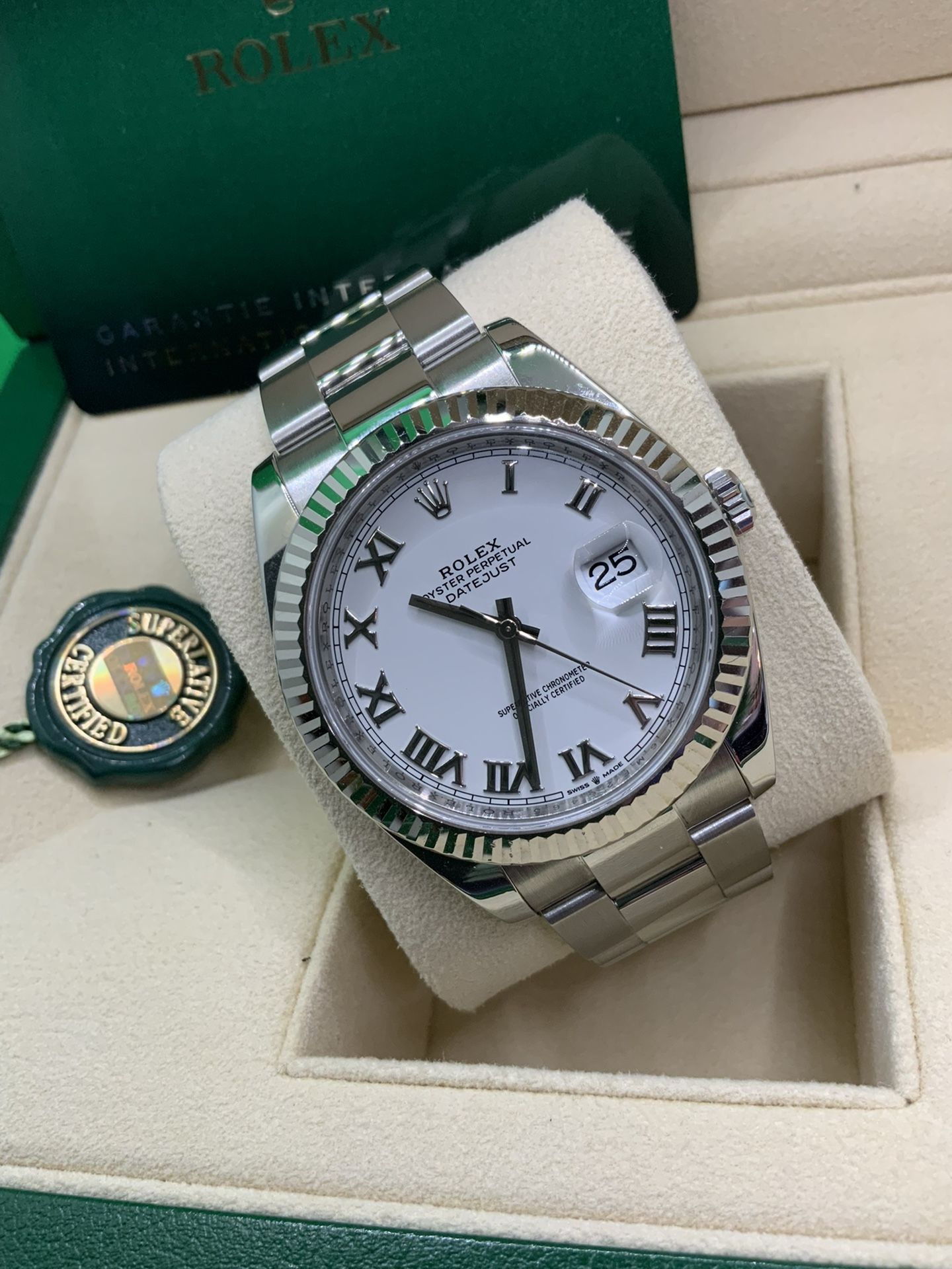 New 126334 Rolex Datejust 41 White Roman Dial w/ 18k White