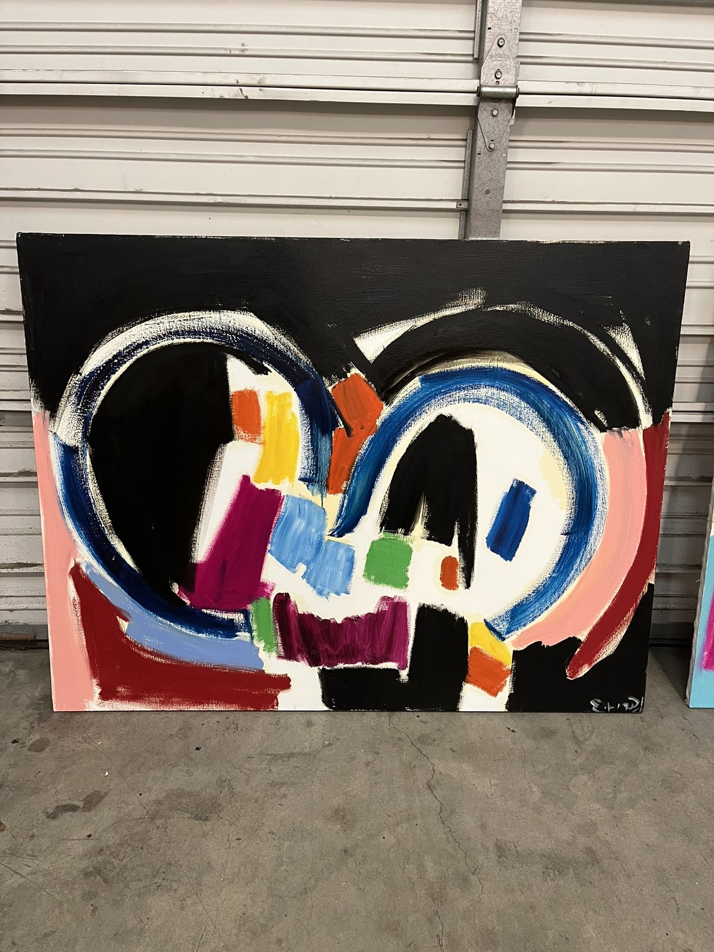 Ellis Hopkins (Carmel) Large-Scale Multicolored Gestural Abstraction with Circle Acrylic on Canvas