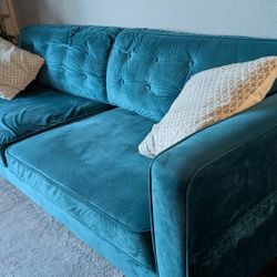 Sofa / Couch - Mid Century Velvet Green 