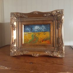 Very Nice Charming Dutch Oil Painting Base On Van Gogh's Painting "The Crow Field" Signature Is Slightly Visible Bottom right Corner13" Wide 11" Tall 