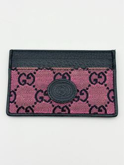 Gucci Marmont GG monogram pink fabric Canvas Leather Wallet Card Holder