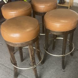 Leather Round Bar Stools