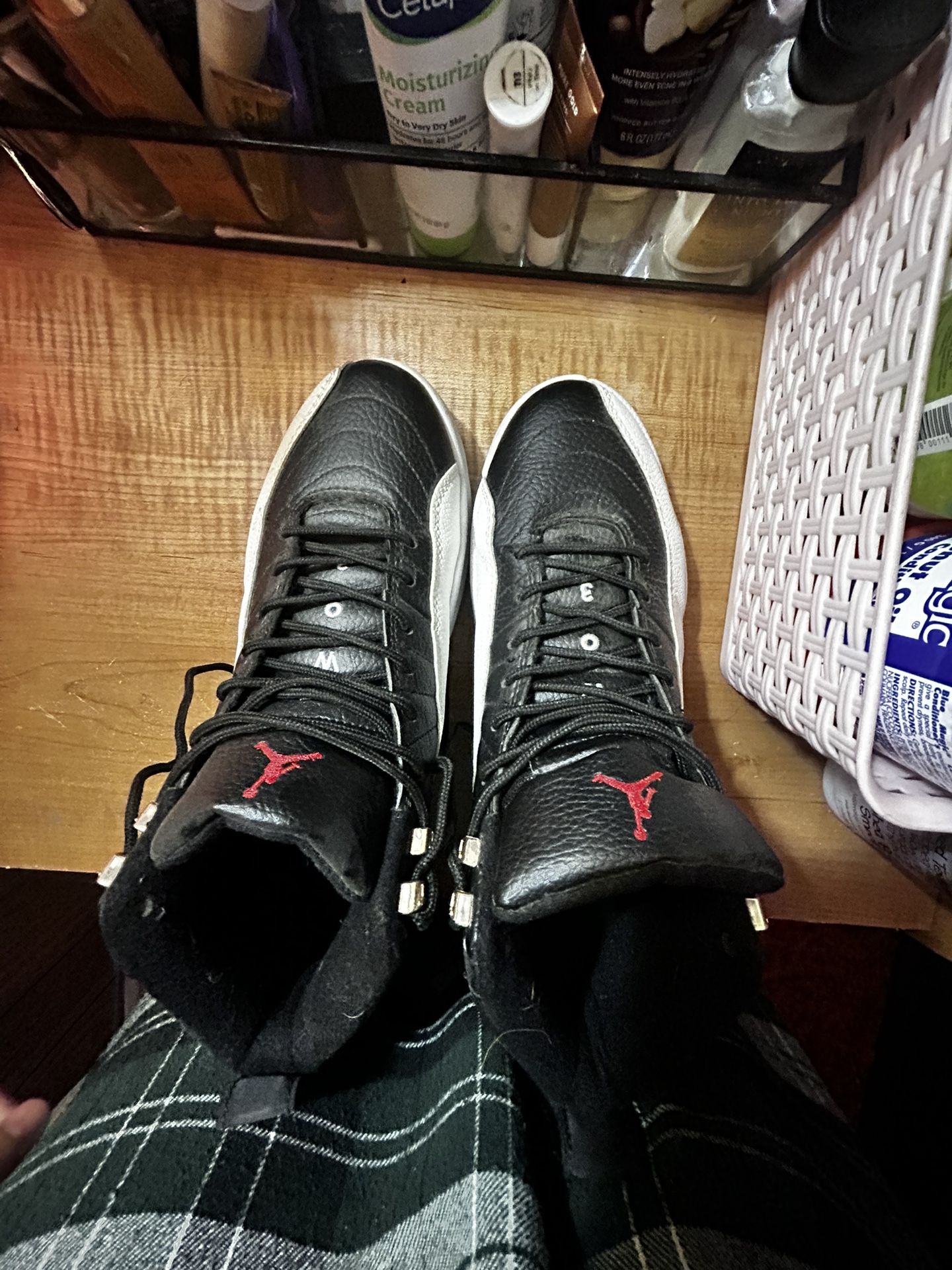 Black and White Retro Jordan 12s