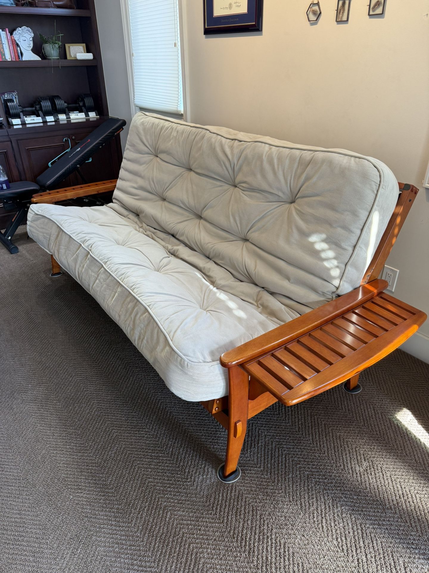 Queen Size Folding Futon With Microfiber Spring Mattress