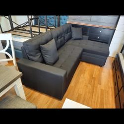 Sectional Pull Out Bed Black Fabric $549 FREE LOCAL DELIVERY