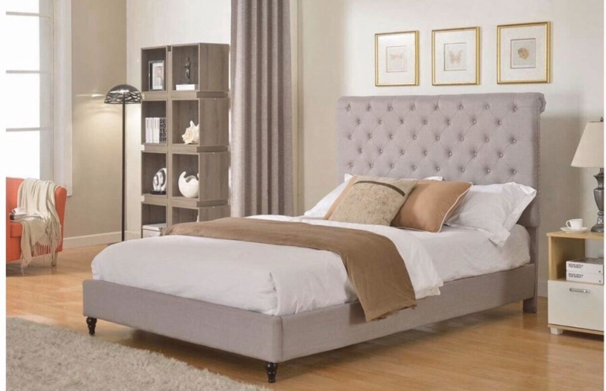 Gray headboard and bed frame for full bed