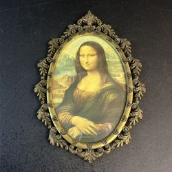 Vtg Ornate Brass Oval Wall Picture Frame Italy Hollywood Regency Mona Lisa MCM