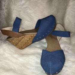 Matt Bernson Marigot Smokey blue studded espadrille Wedge sandals 