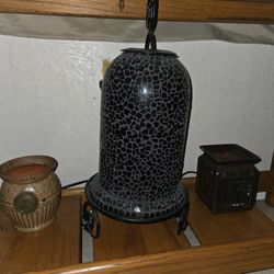 Decorative Black Ceramic Candle or Light Holder 