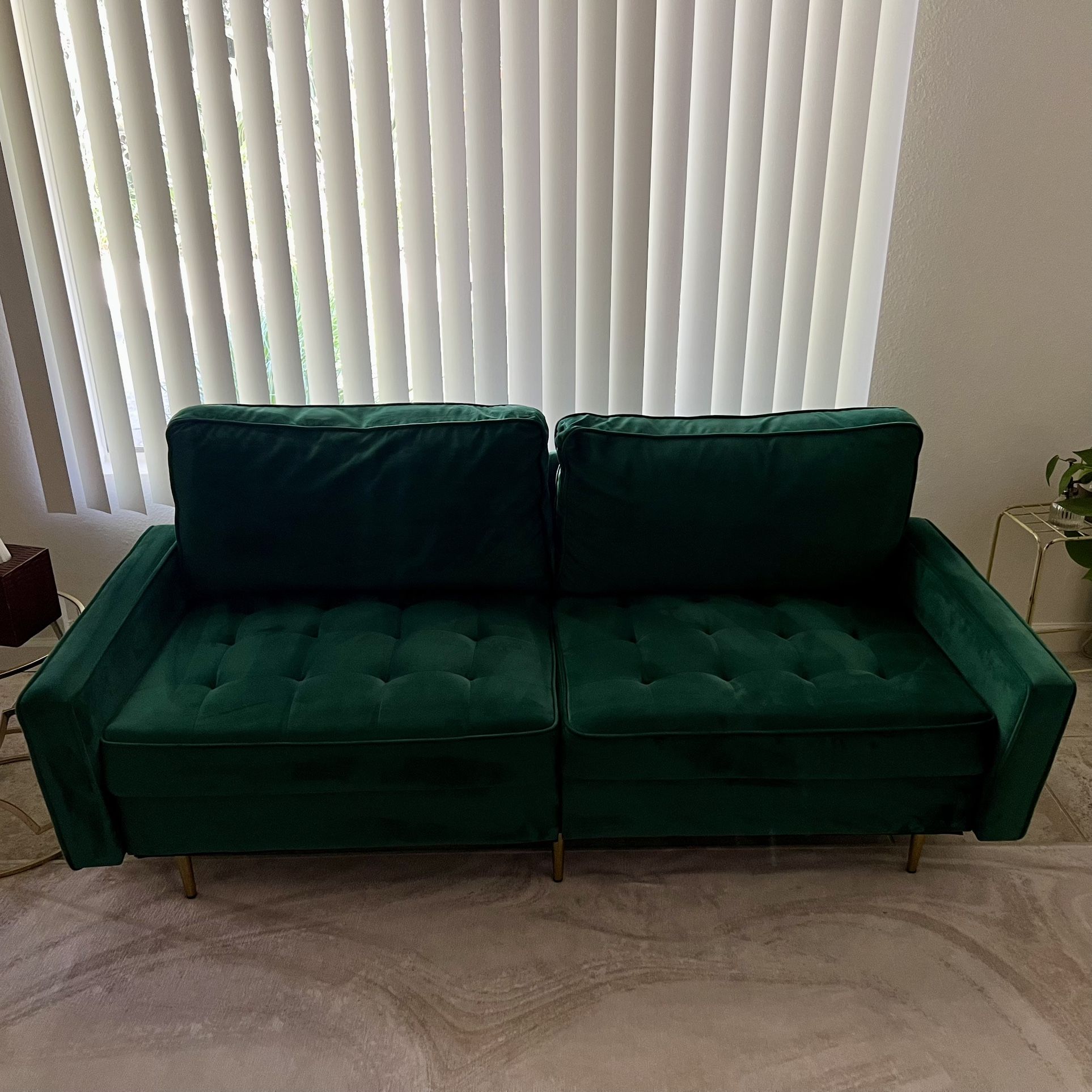 Forest Green Velvet Couch