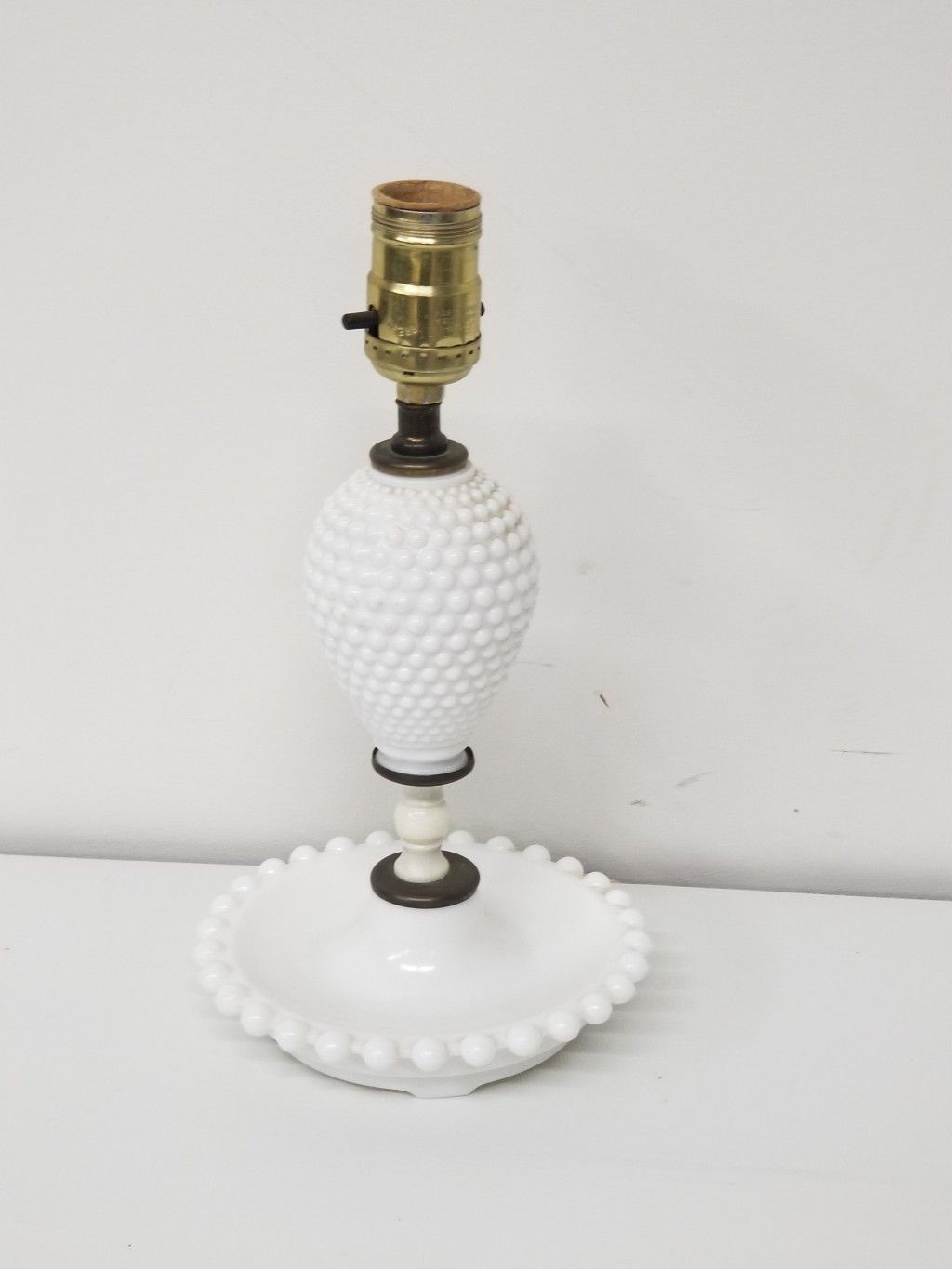 Hobnail milkglass lamp