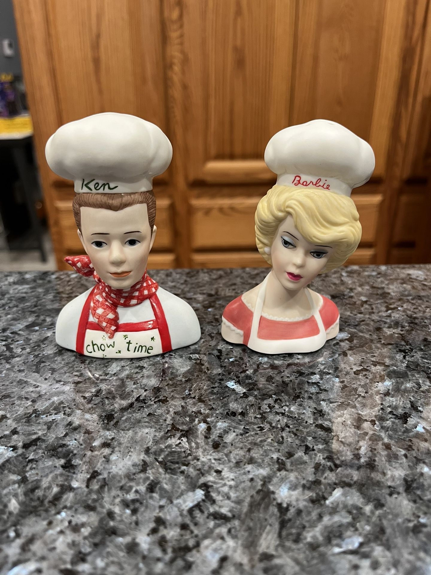 Vintage 1994 Enesco Barbie & Ken - Salt & Pepper Shakers. Size approximately 4 inches tall and 2 1/4 inches wide. Brand new never used.
