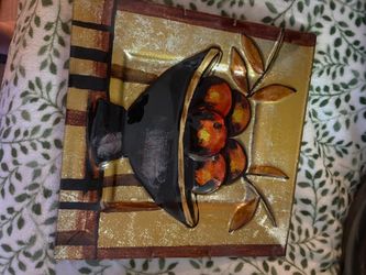 Metal Wall Art Fruit Bowl Plaque