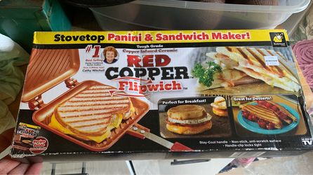 Red copper panini griddle