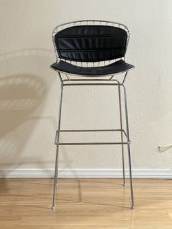 Contemporary Metal Chair With Leather Pads