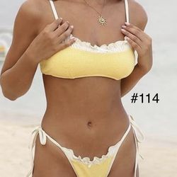 Two Pieces Swim Suit Yellow 