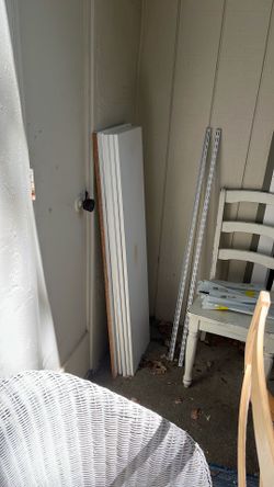 5 white melamine shelves