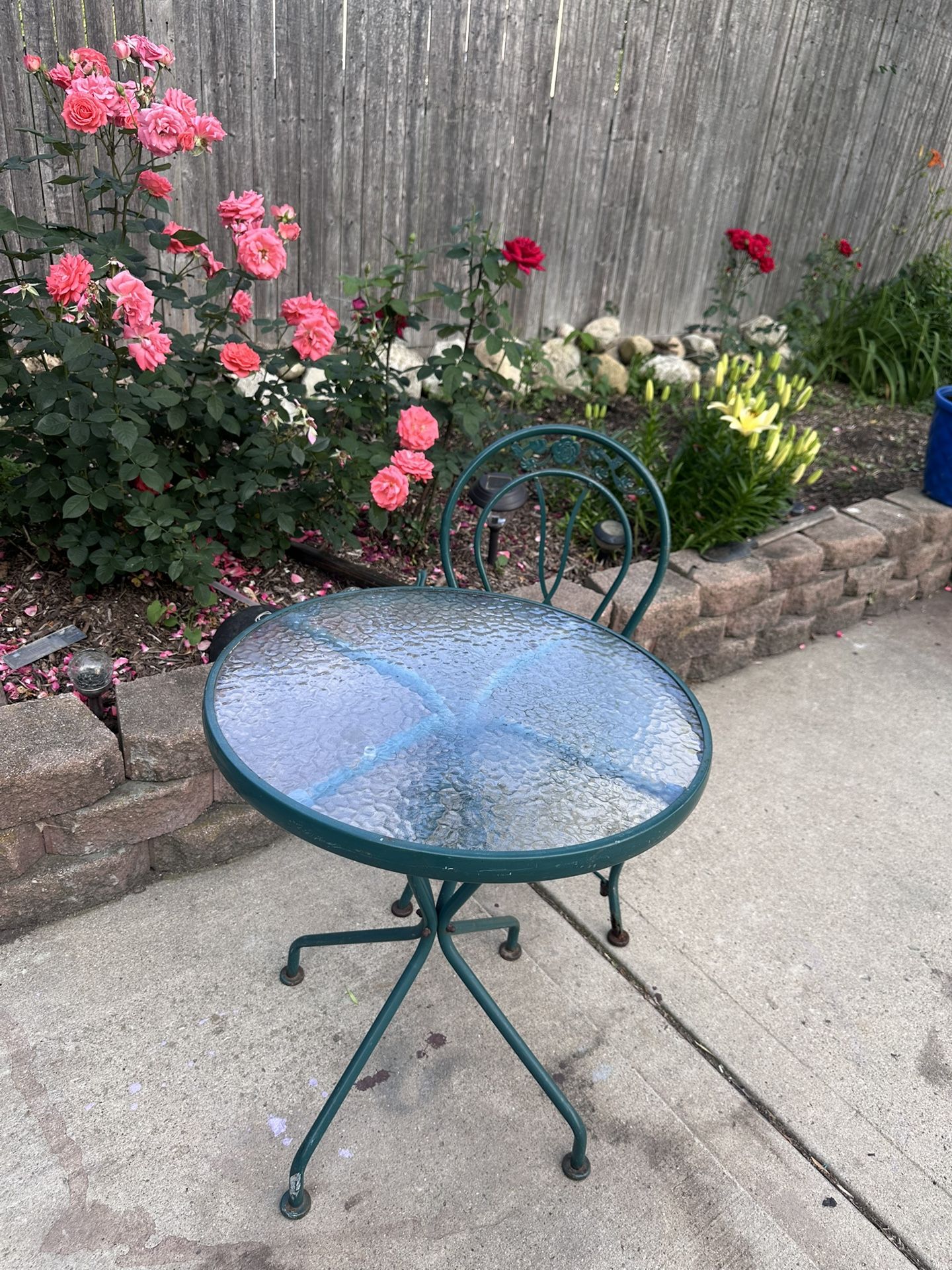 Vintage Bristol Table And Chair Iron And Glass From Germany