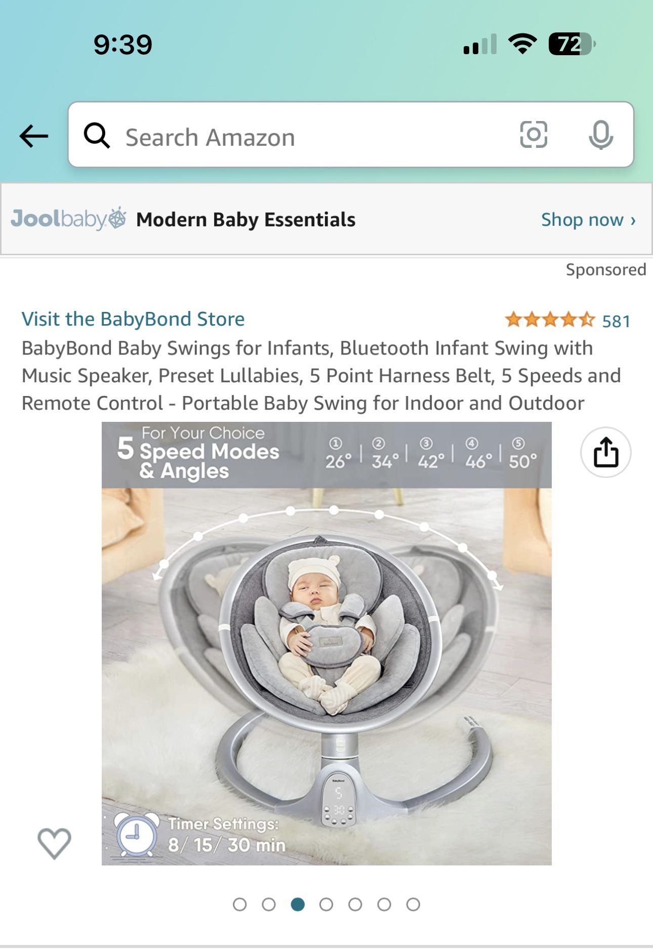 Baby swing for infants