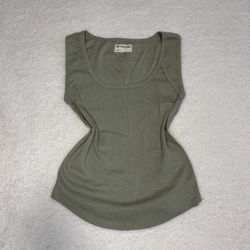 Free People Women Green Ribbed Hummingbird Tank Top