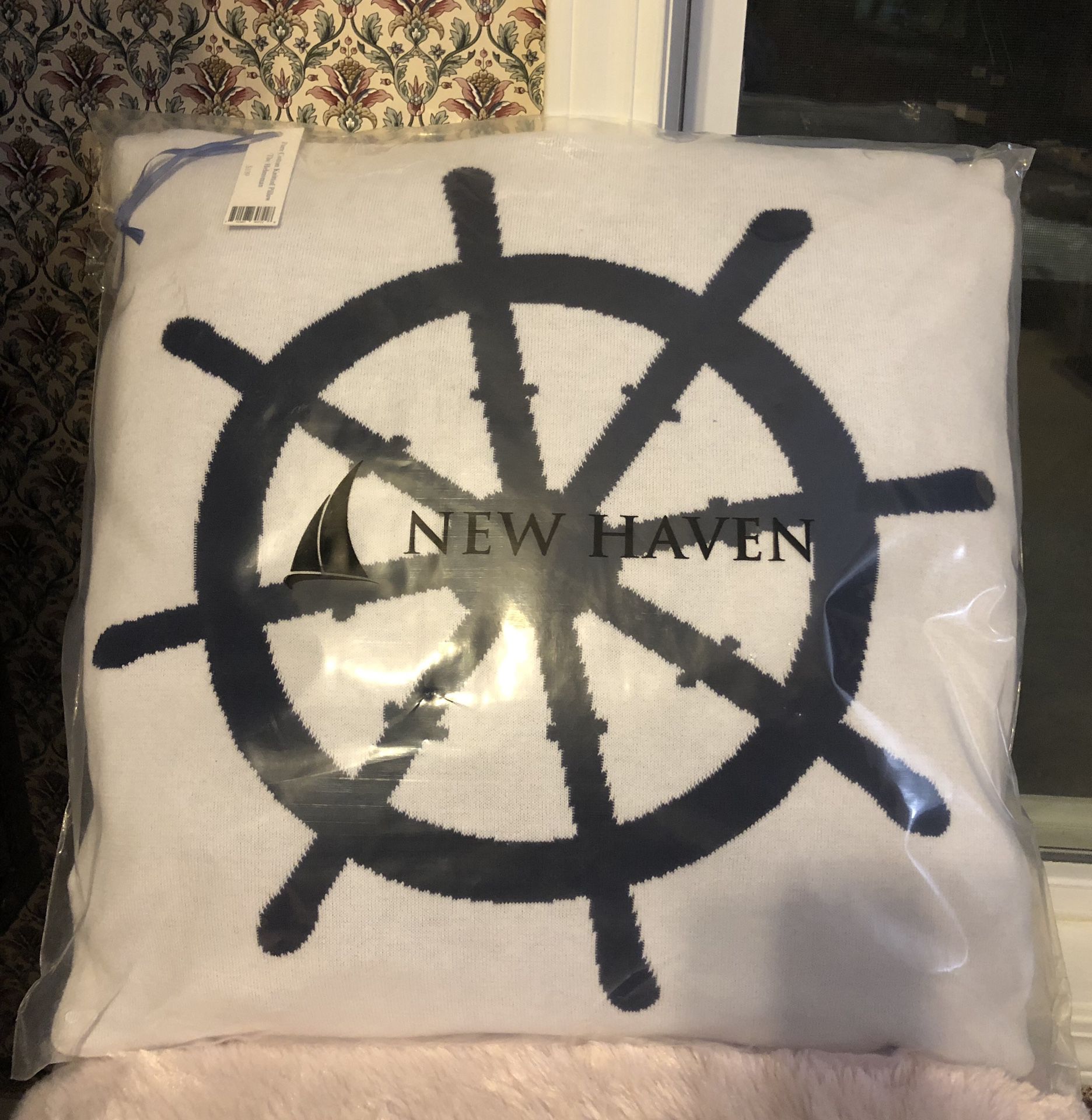 NEW - New Haven - Pure Cotton Knitted Pillow - The Helmsman. Retails for $108, Selling for ONLY $25!!