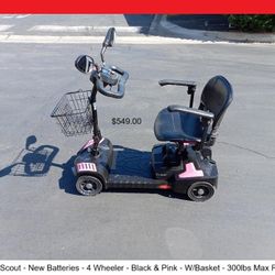 Pretty And Pink Mobility Scooter With New Batteries