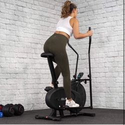  Dual Action Elliptical Fan Bike Cross Trainer Air Resistance System Machine Exercise Workout w/LCD Monitor