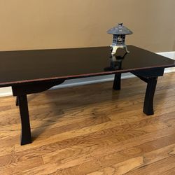 Black Lacquer Japanese Table With Folding Legs