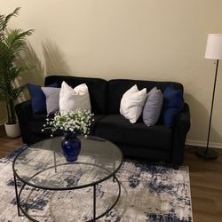 GLASS COFFEE TABLE-BLACK FRAME