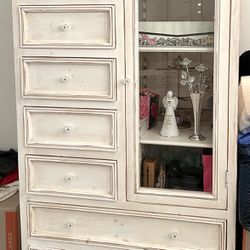Ivory Wood Armoire (white washed)
