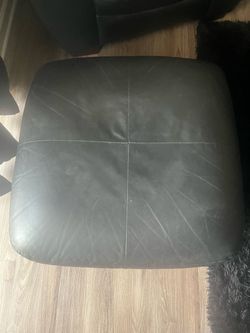 Black Leather Ottoman