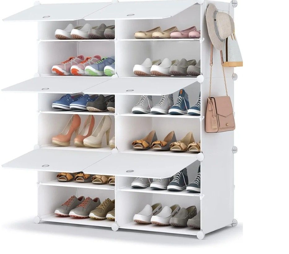 HOMIDEC Shoe Rack, 6 Tier Shoe Storage Cabinet 24 Pair Plastic Shoe Shelves Organizer for Closet Hallway Bedroom Entryway
