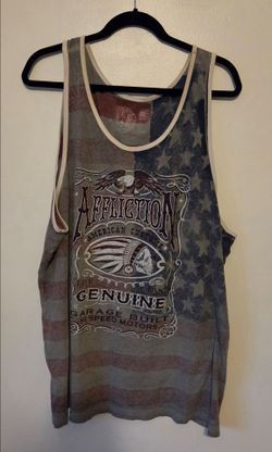 Authentic Affliction Shirt Mens 3XL American Flag Tank Top Muscle Tee Pre-owned