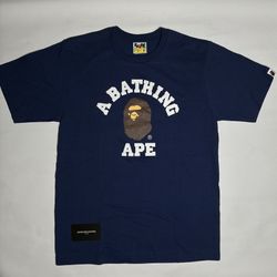 Bape College Tee Navy Medium