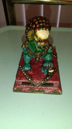 Rucinni Chinese Lion Dragon Hand Painted Trinket Box