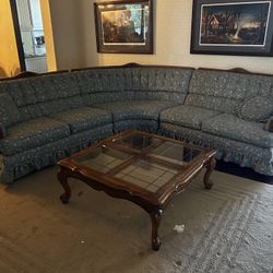 Vintage Grandma Chic Upholstered Sectional Sofa