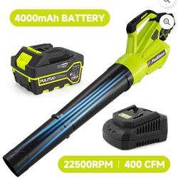 20V Cordless Leaf Blower with 4.0Ah Battery & Charger, 400 CFM High Power, Lightweight Handheld Blower for Lawn Care, Yard, Patio, Garden, Dust, Leave