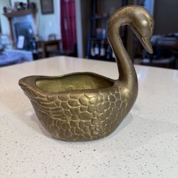 Vintage Brass Swan Planter / Decorative Bowl – Hollywood Regency Style