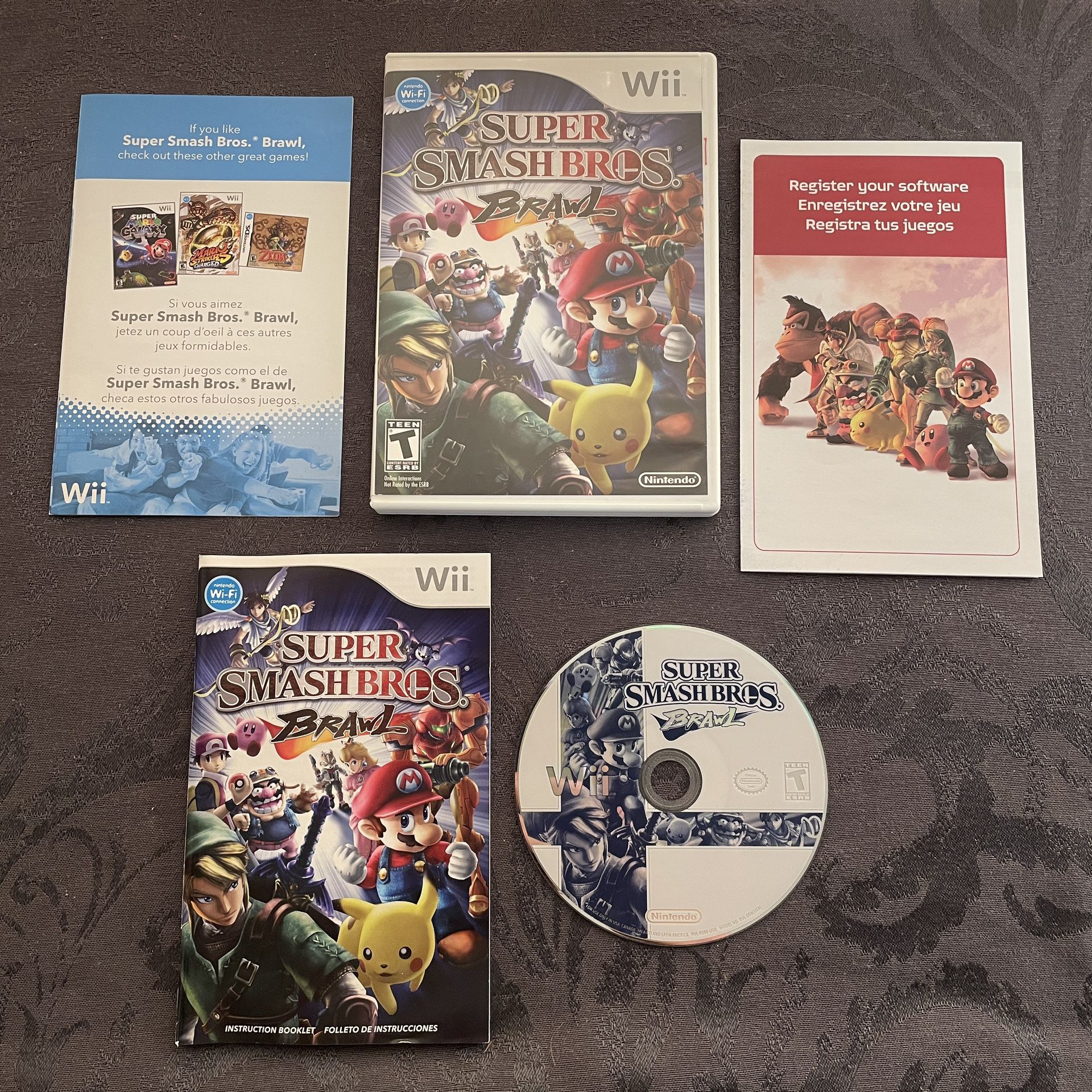 Super Smash Bros. Brawl (Nintendo Wii, 2008) Complete w/ Manual Tested & Works