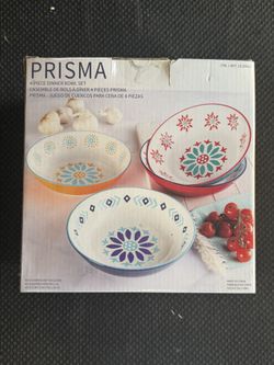 PRISMA 4-Piece Ceramic Dinner Bowl Set – Colorful