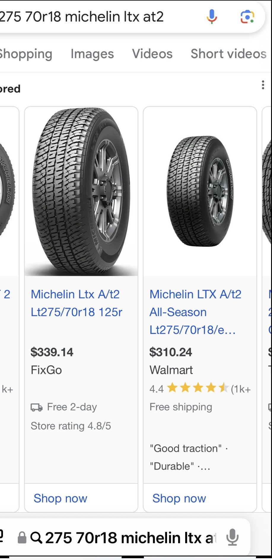 2 NEW 275 70r18 michelin Itx at2