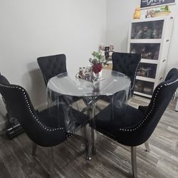 dining room table 4 chairs with glasses table