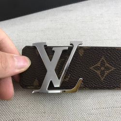 Louis Vuitton monogram 40mm LV buckle Leather Belt Authentic