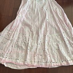 Light pink and glitter long skirt