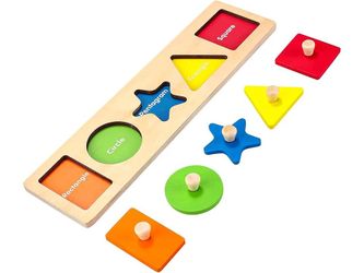 Montessori 5 Piece Wooden Peg Shape Puzzle | Babies and Toddlers 1-3 years